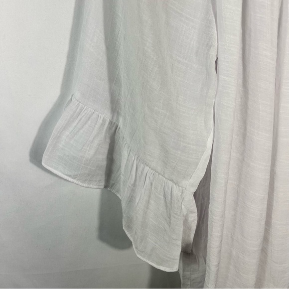 Zac & Rachel Women’s White Lightweight Gauze Smocked Neck Ruffle Sleeve Blouse - Picture 5 of 5